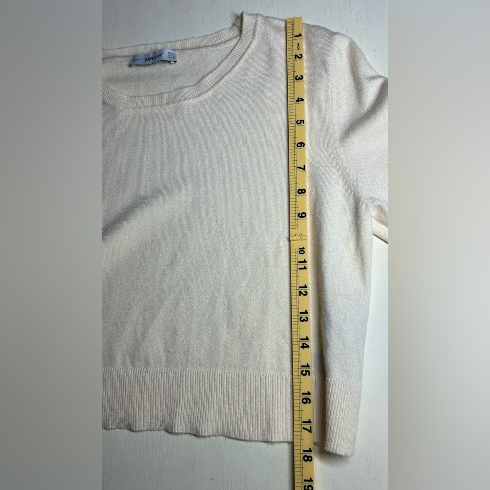 Zara Cream Side Ruffle Cropped Sweater Size M - Picture 11 of 12